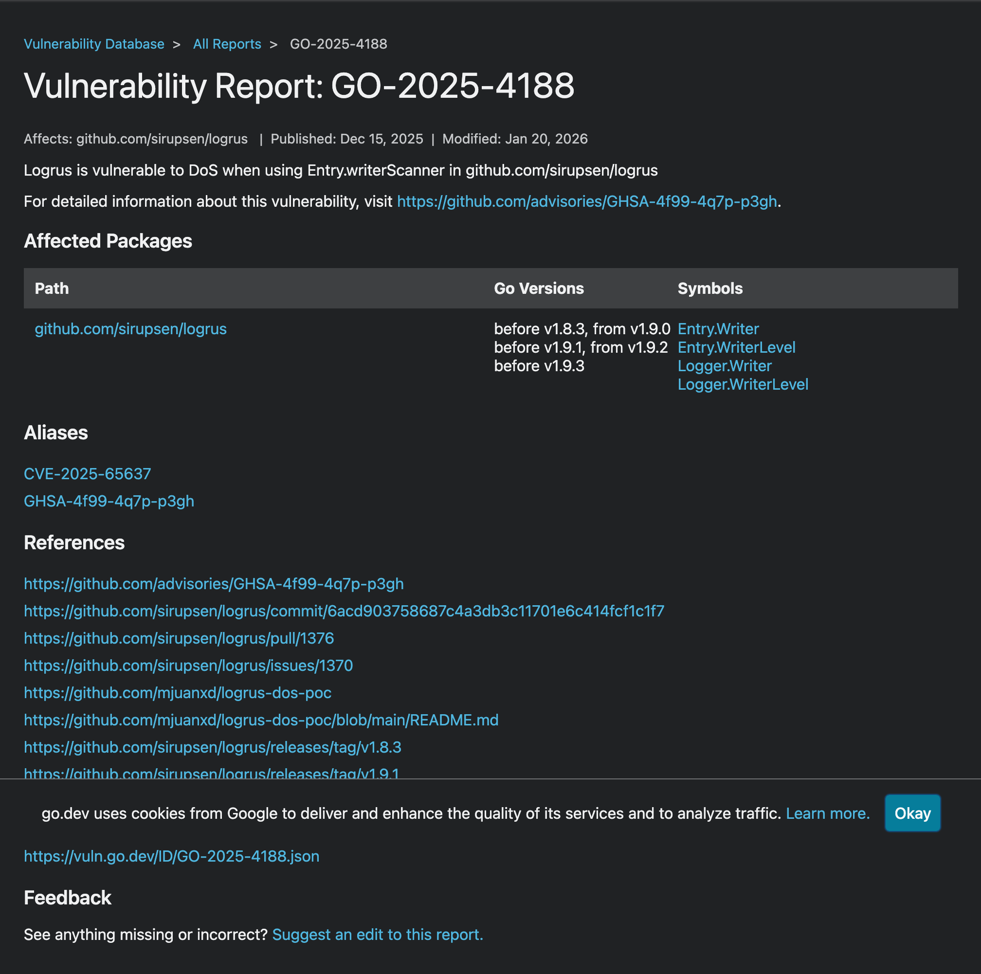 Vulnerability Entry After